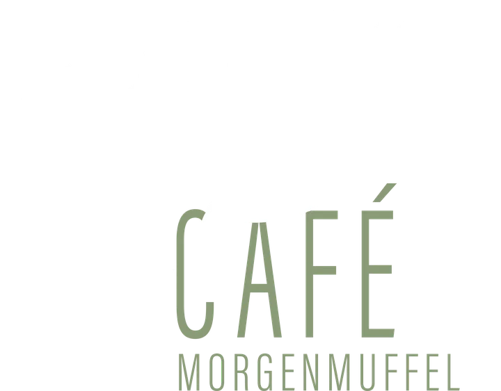 Logo des Café Morgenmuffel: Linienzeichnung einer Frau mit Kaffeetasse im Blätterkranz